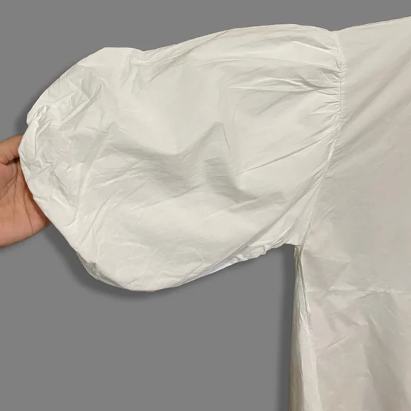 White Cotton Balloon Sleeve Formal Top - Picture 6 of 6